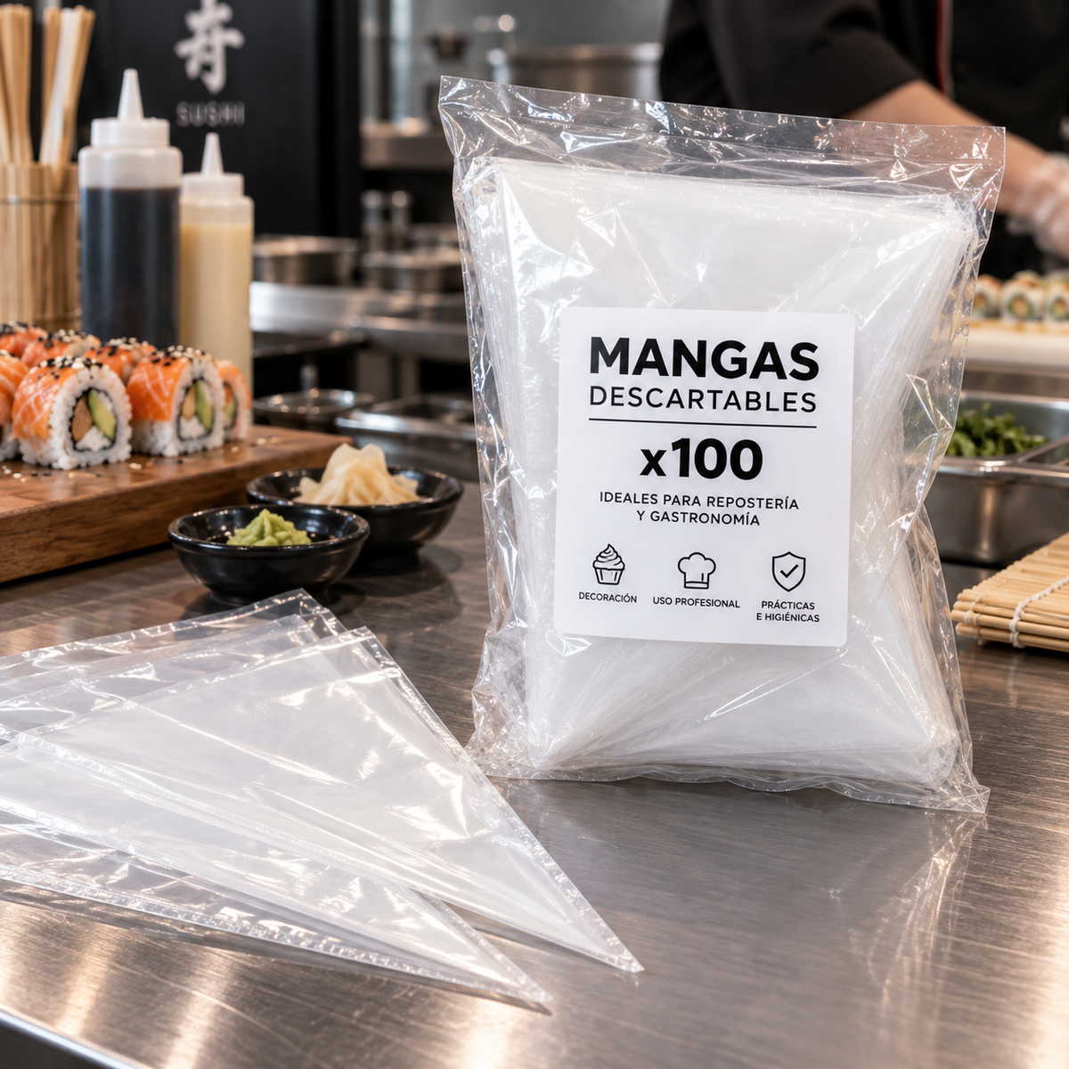 MANGAS DESCARTABLES  100 UNIDADES