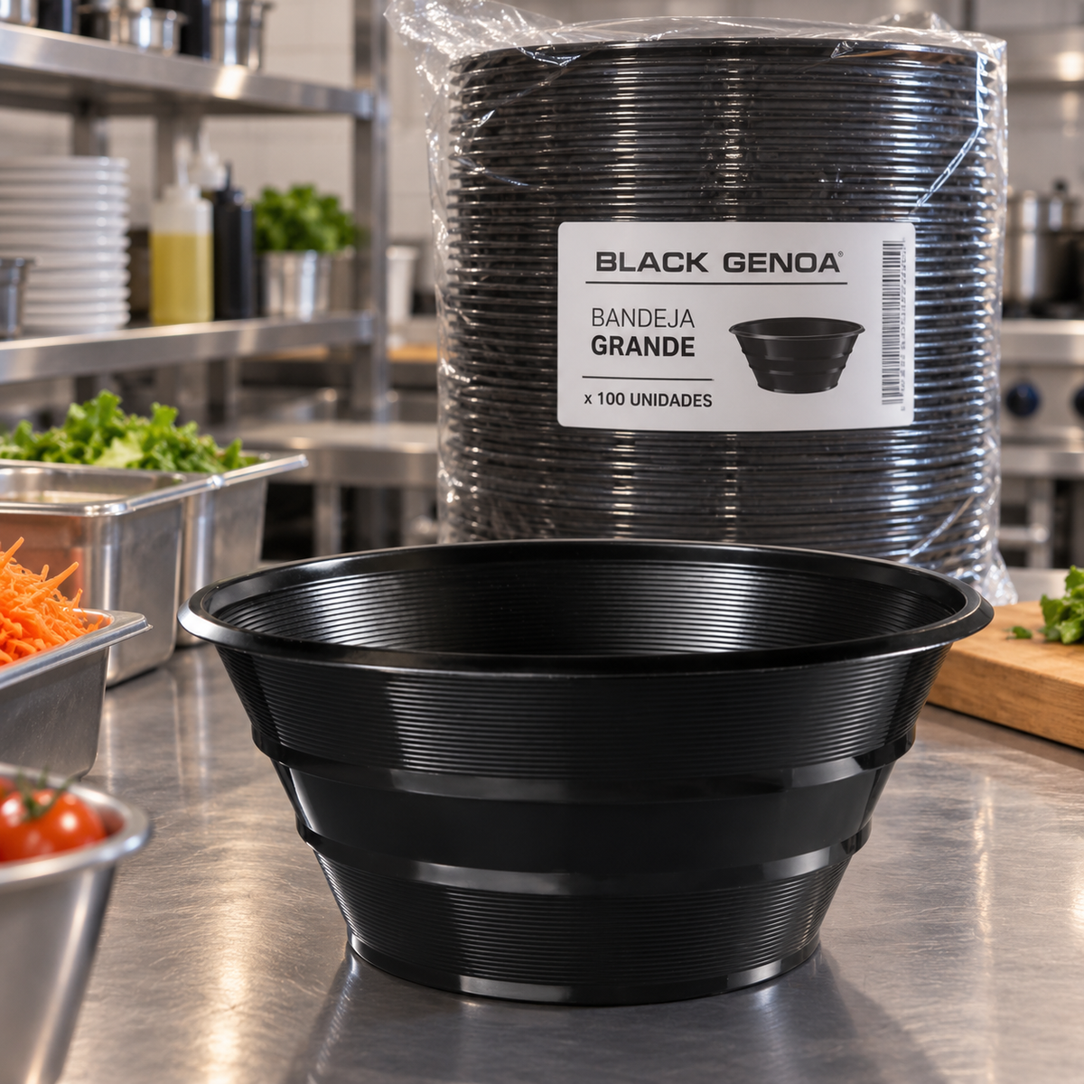 BANDEJA BLACK GENOA GRANDE x 100 unidades