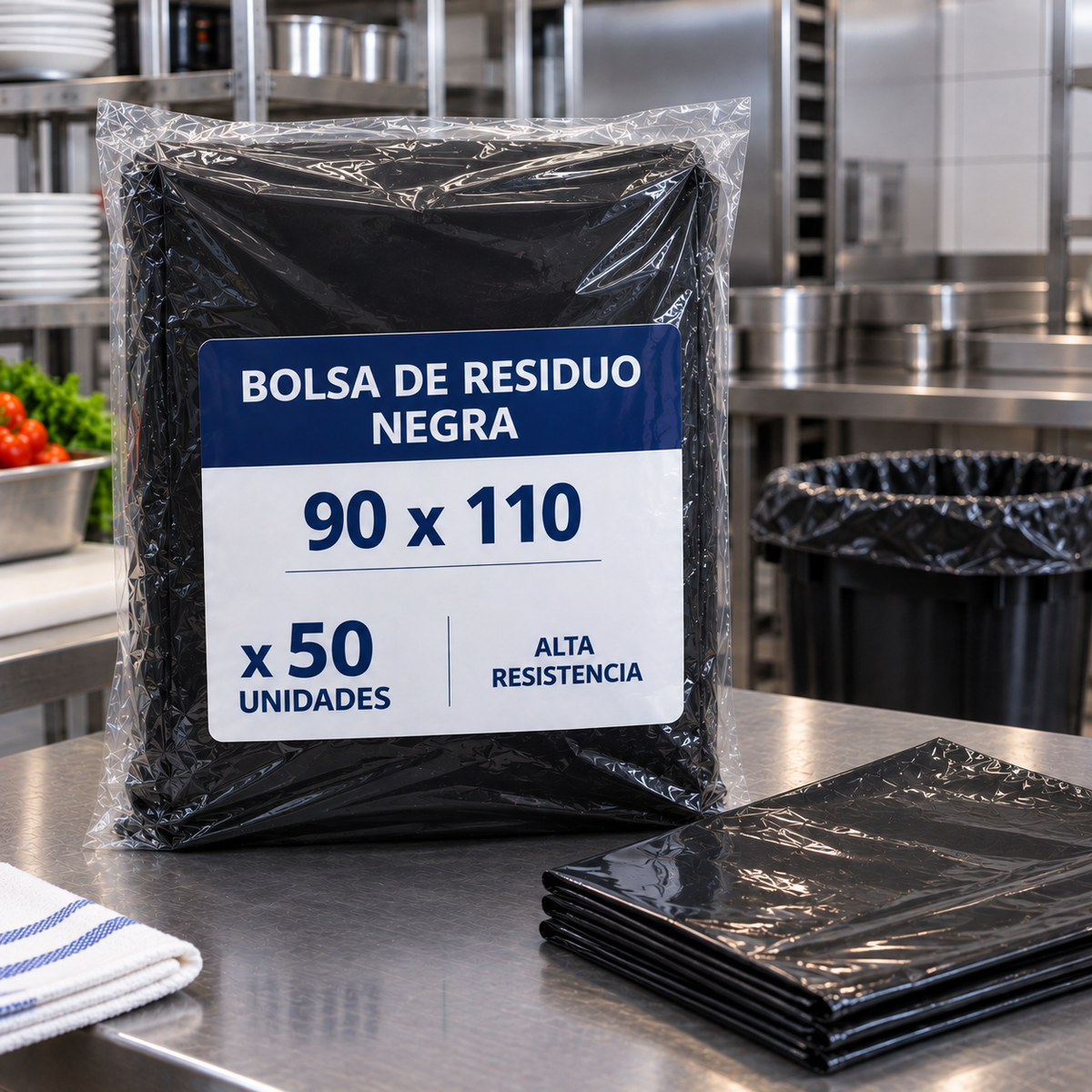 BOLSA DE RESIDUO NEGRA 90X110  50 UNIDADES